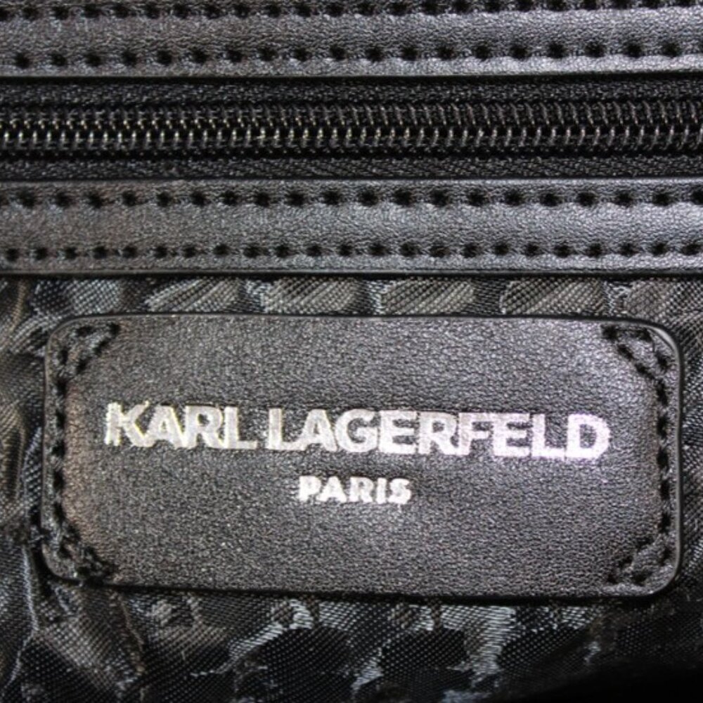 Karl Lagerfeld Paris Khloe Black Backpack Logo Straps Eiffel Tower Pins New With - Picture 7 of 11